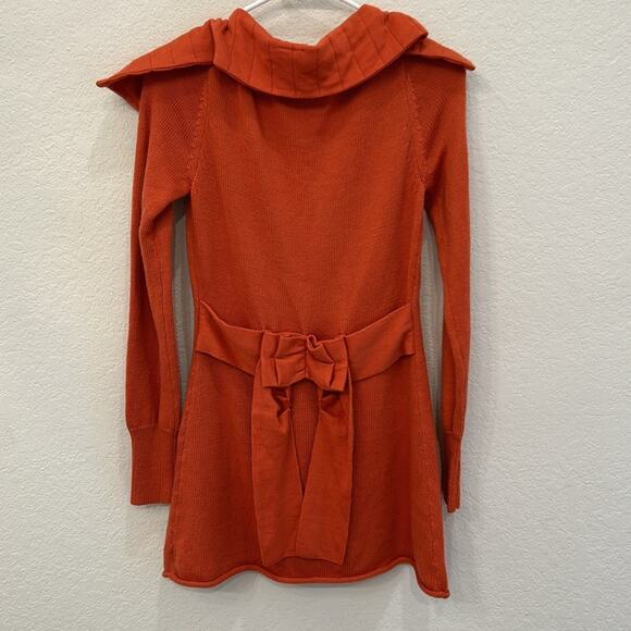 Anthropologie Sparrow Orange Bow Back Wool Cardigan Sweater Size Small - Picture 5 of 9